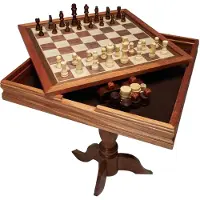 Zerbaco Schachspiel aus Holz, 650 x 650 x 675 mm Schachspielset, Desktop Schachbrettspiele mit Schachfiguren, Schachset Set für Party Familie Aktivitäten, Reiseschach, Kinder, Chess Board