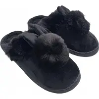 Chung-Shi Damen Winter Hausschuhe mit Ohren, Gr. 36-37, Schwarz