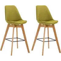 BellaFurn 2-teiliges Barhocker-Set - Hocker - Bequeme und elegante Fußstütze | Farbe: Grün | Kleidungsfarbe: Natur