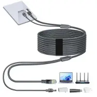 Elfcam - 3-in-1 Kabel für Starlink Mini - USB-C Stromversorgung + Starlink Mini Standard, RJ45 CAT6 Stecker für Erweitertes Netzwerk, 3 Meter