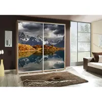 Fun-Möbel Kleiderschrank GILES Schwebetürenschrank mit Grafiken 205x215 cm