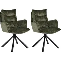 Duhome Esszimmerstuhl 360° Drehbar Loungesessel 2er Set Chenille Stuhl mit Rückstellfunktion für Büro Küche Wohnzimmer Schlafzimmer, Grün