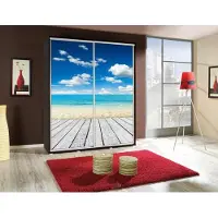 Fun-Möbel Kleiderschrank GILES Schwebetürenschrank mit Grafiken 155x215 cm