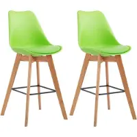BellaFurn 2-teiliges Barhocker-Set - Hohe Sitzmöbel - Bequemes und modernes Design | Kleidungsfarbe: Naturfarbe: Grün