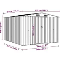 vidaXL Gerätehaus 257x298x178 cm Metall Braun
