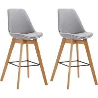 BellaFurn 2-teiliges Barhocker-Set - Hocker - Bequeme und elegante Fußstütze | Farbe: Grau | Kleidungsfarbe: Natur