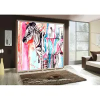 Fun-Möbel Kleiderschrank GILES Schwebetürenschrank mit Grafiken 205x215 cm