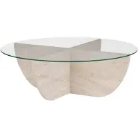 Hannah Home Glas-Couchtisch "Liya" 90 x 90 x 30 cm – Travertin