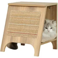 Zolux 3-in-1 Katzenkonsole – – Sisal-Kratzbaum, Bett und Beistelltisch – 43,5 cm – Boreal – Beige