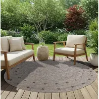 Tapiso Teppich Rund MELISSA Natur-Optik Outdoorteppich Indoor Outdoor 140 x 140 cm