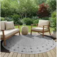 Tapiso Teppich Rund MELISSA Natur-Optik Outdoorteppich Indoor Outdoor 120 x 120 cm