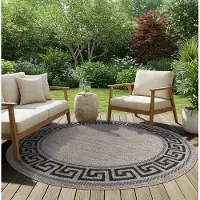 Tapiso Teppich Rund MELISSA Natur-Optik Outdoorteppich Indoor Outdoor 100 x 100 cm