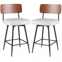 Northix Drehbare Barhocker, 2er-Set, weißes Kunstleder, ergonomisch