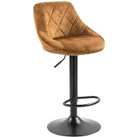 CasaDolce Barhocker TRACE, 2-er Set, Schwenkbar und höhenverstellbar, schwarz Metallgestell, gepolstert, Curry farbe, 46x48,5x87/107 cm