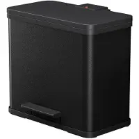Hailo Öko duo Plus L Tret-Mülltrenner - freistehender 17+9 Liter Doppelmülleimer aus Stahlblech - Mülltrennsystem mit soft close Deckel - 2-fach Abfalltrenner für die Küche - Schwarz