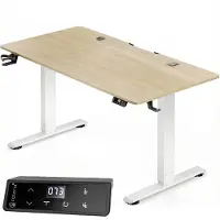 Casaria Höhenverstellbarer Schreibtisch elektrisch 160 x 70 cm mit Wireless Charger & USB-C/A Anschluss LCD-Display Memory-Funktion 80 kg belastbar ergonomisch Beige