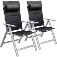 Casaria Gartenstühle 2er Set Klappbar Gepolstert Alu 8- Fach Verstellbar 120 kg Belastbarkeit Wetterfest Outdoor Balkon Camping Hochlehner Klappstuhl