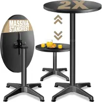 Casaria Stehtisch 2er-Set Ø60cm höhenverstellbar 70/115cm klappbar Alu Schwarz
