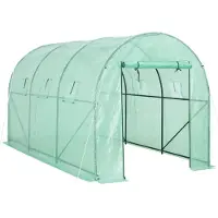 Gardebruk Foliengewächshaus 7m² aufrollbare Tür 6 Fenster Treibhaus Tomatenhaus Folientunnel Anzucht 350x200x200cm
