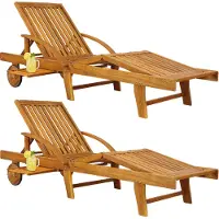 Casaria Sonnenliege Holz 2er Set, klappbar mit Rädern, 195,5 cm