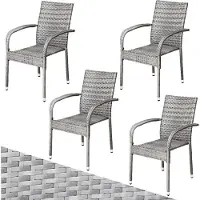 Casaria Polyrattan Stapelstuhl Comfort 4er-Set Grau