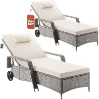 Casaria Sonnenliege mit Rollen 2er Set