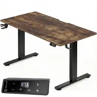 Casaria Höhenverstellbarer Schreibtisch elektrisch 160 x 70 cm mit Wireless Charger & USB-C/A Anschluss LCD-Display Memory-Funktion 80 kg belastbar ergonomisch Vintage-Braun