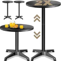 Casaria Stehtisch 2er-Set Ø60cm höhenverstellbar 70/115cm Alu Schwarz