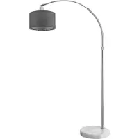 Monzana Bogenlampe Stoffschirm Marmorfuß 150-175 cm Höhenverstellbar Fußschalter Schwenkbar E27 Wohnzimmer Schlafzimmer Stehlampe Standleuchte Grau