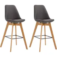 BellaFurn 2-teiliges Barhocker-Set - Hocker - Bequeme und elegante Fußstütze | Farbe: Dunkelgrau. Kleidungsfarbe: Natur