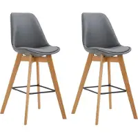BellaFurn 2-teiliger Barhocker - Hohe Hocker - Hervorragender Sitzkomfort | Farbe: Grau | Kleidungsfarbe: Natur