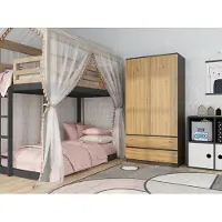 RAUMHIRSCH FURNITURE Geräumiger Kleiderschrank MALWA SS-90 mit 2 Schubladen und Kleiderstange