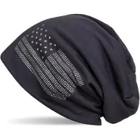 StyleBREAKER Beanie "Beanie mit USA Flagge aus Strass" 1 Stk.