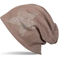 StyleBREAKER Beanie "Warme Beanie Mütze mit Strass Stern", Damen, braun, Obermaterial: 50% Viskose CV. 50% Baumwolle CO., Modisch, Mützen Beanie