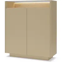 Stylmeble24 HEROS LS Kommode Hoch 2 Türen – Cacao / Eiche Cremona mit LED-Beleuchtung 103,2 cm