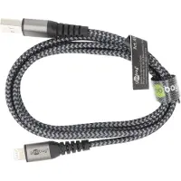 Goobay Lightning auf USB-A Textilkabel mit Metallsteckern, extra-robustes Verbindungskabel für Apple iPhone, iPad, iPod, AirPod, optimierter Knickschutz 1 Meter