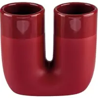 Kleine wolke Zahnbürstenhalter "Deep", rot (granat), B:12cm H:5,6cm L:11cm Ø:11cm, Steinzeug, Zahnputzbecher, Zahnbürstenhalter