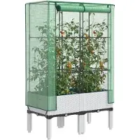 vidaXL Hochbeet mit Gewächshaus-Aufsatz Rattan-Optik 80x40x140 cm