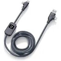 Xoopar , 4-in-1 Lade- und Datenkabel USB A+C / USB C+Lightning, Dunkelgrau