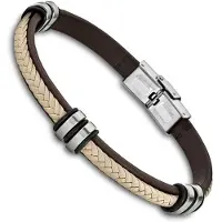 Lotus Armband "Silent Impact", beige (dunkelbraun, beige, edelstahlfarben, schwarz), Armbänder, 23cm, Edelstahl Kautschuk Leder, Edelstahl, Kautschuk, Leder, Armband