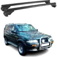 Omtec Dachträger für Ssangyong Musso 1993-2004 Gepäckträger Grundträger Alu Schwarz 2x