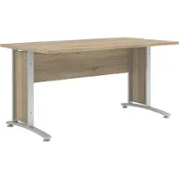 Ebuy24 Prisme Schreibtisch D Eiche Nachbildung und silbergrauer Stahl.