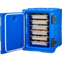 Vevor Isolierter Speisenbehälterträger Warmhaltebox für Gastronomie 90 L, Speisenbehälter mit Doppelschnallen & Griffen, Speisenbehälterträger Lebensmitteltransportbox für Restaurant Kantine blau