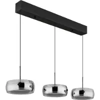 Globo LED-Hängeleuchte Livion, rauchgrau/schwarz, Glas, 85 cm