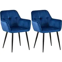 BellaFurn 2-teiliges Esszimmerstuhl-Set aus Samt – Stühle – Bequemer Sitzkomfort, wartungsfreundliches Design | Farbe: blau