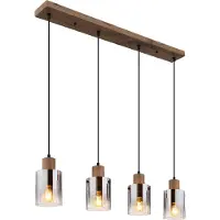 Globo Hängeleuchte Underwood, Länge 105 cm, braun/rauchgrau, MDF