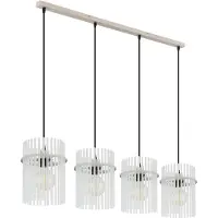 Globo Hängelampe Gorley, weiß/sand, 4-flg., 110 cm, Glas, E27