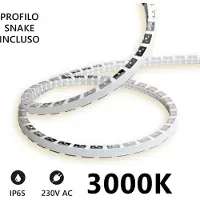 Alcapower Snake Flex LED-Streifen 20m IP65 230V 12W/m 3000K, warmweiß, 120 LED/m, flexibles Silikon für professionelle Beleuchtung