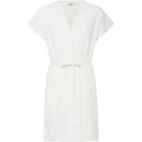 Oxmo Minikleid "Minikleid OXNInna Linen Mix Vneck", Damen, Gr. 40, N-Gr, beige (marshmallow), Obermaterial: 80% Viskose LENZING LenzingCV. 20% Leinen LI., Kleider Minikleid