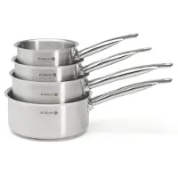 De Buyer Set aus 4 Stielkasserollen PRIM'APPETY, Edelstahl, 14/16/18/20 cm, Silber